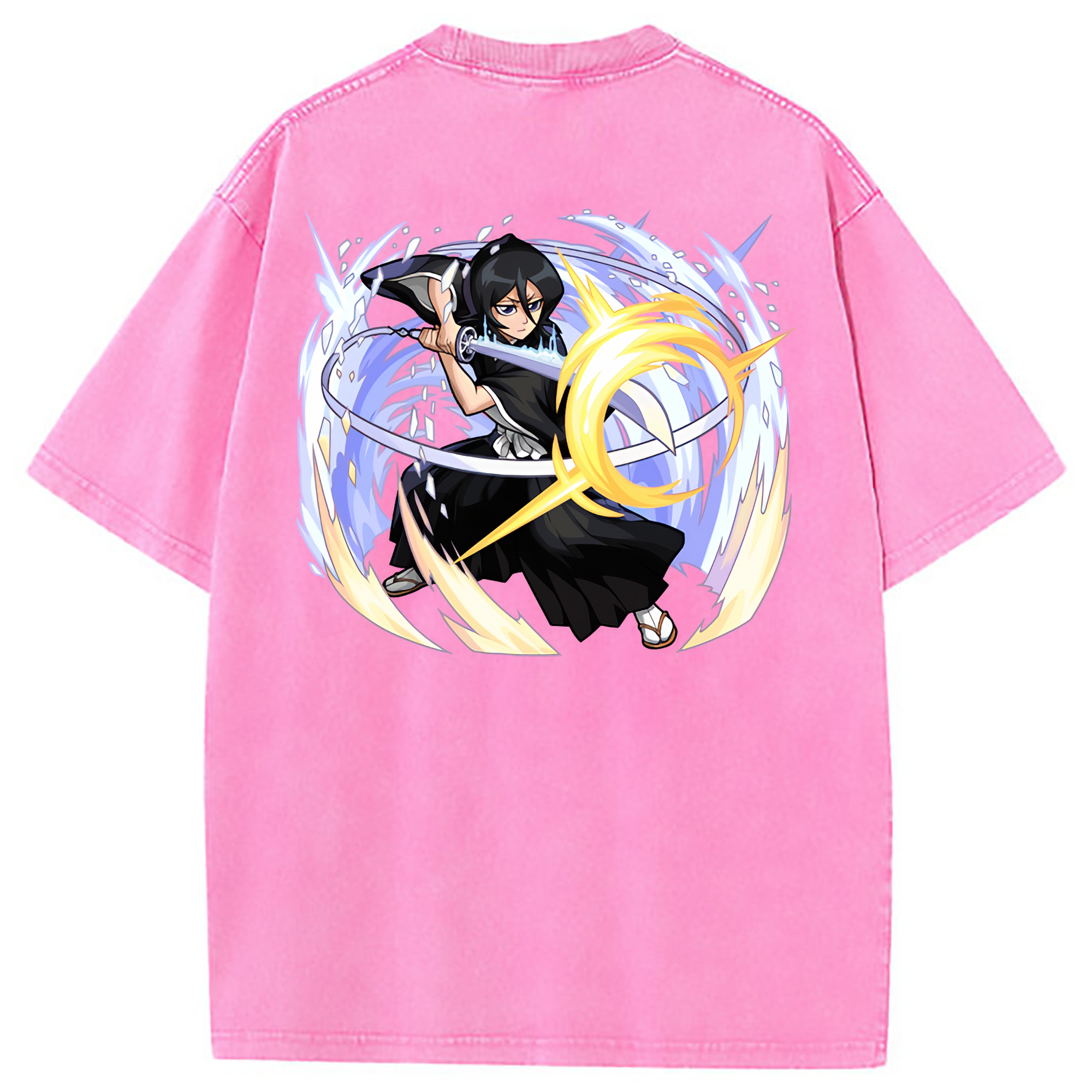 （画像用） ブリーチ 朽木ルキア BLEACH Kuchiki Rukia 綿100% ヴィンテージ風 半袖Tシャツ（背面プリント）